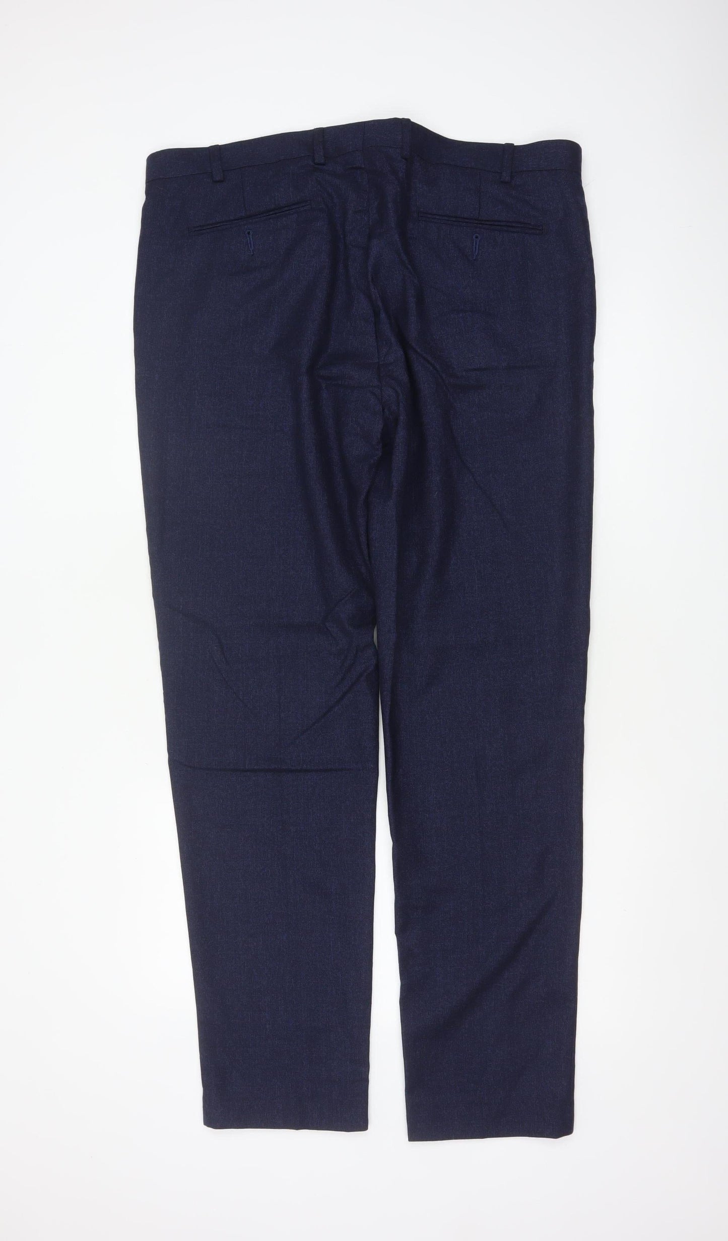 M&S Sartorial Men's Blue 38 Long Tailored Fit Wool Dress Trousers