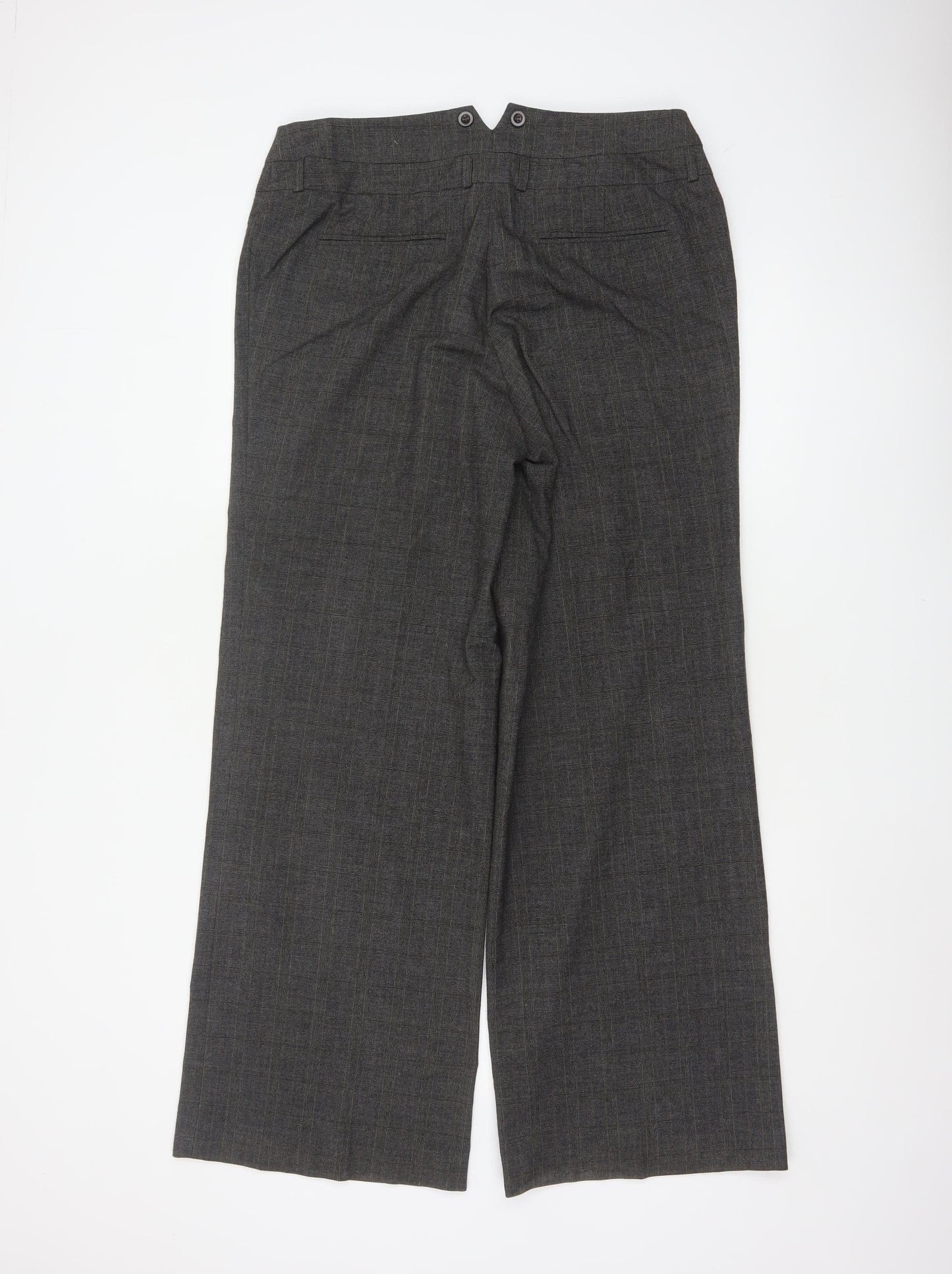 Alex & Co Women Grey Check Wide-Leg Dress Trousers UK 14