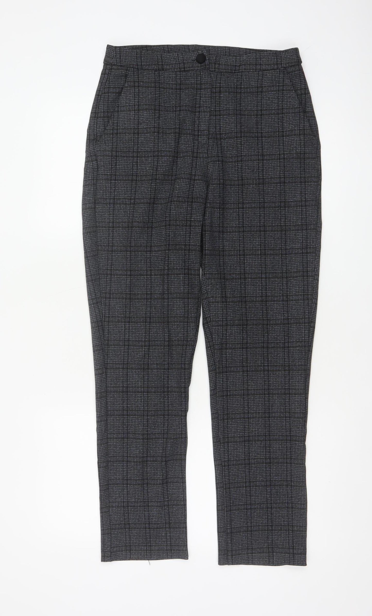 Zaccia Women’s Grey Check Tapered Dress Trousers UK 10 Stretch