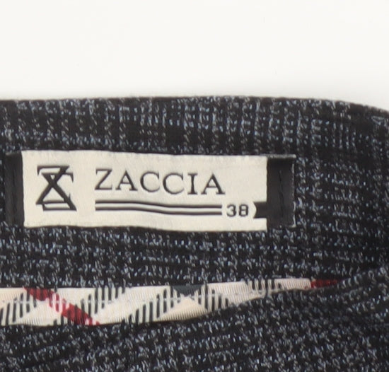 Zaccia Women’s Grey Check Tapered Dress Trousers UK 10 Stretch