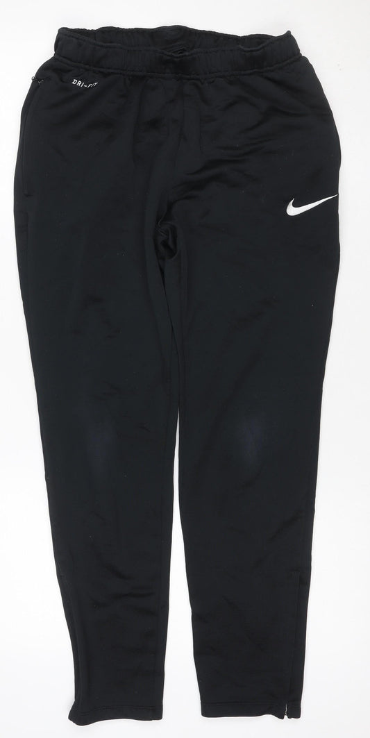 Nike Men Black M Dri-FIT Track Pants Jogger Tapered Zip Pockets