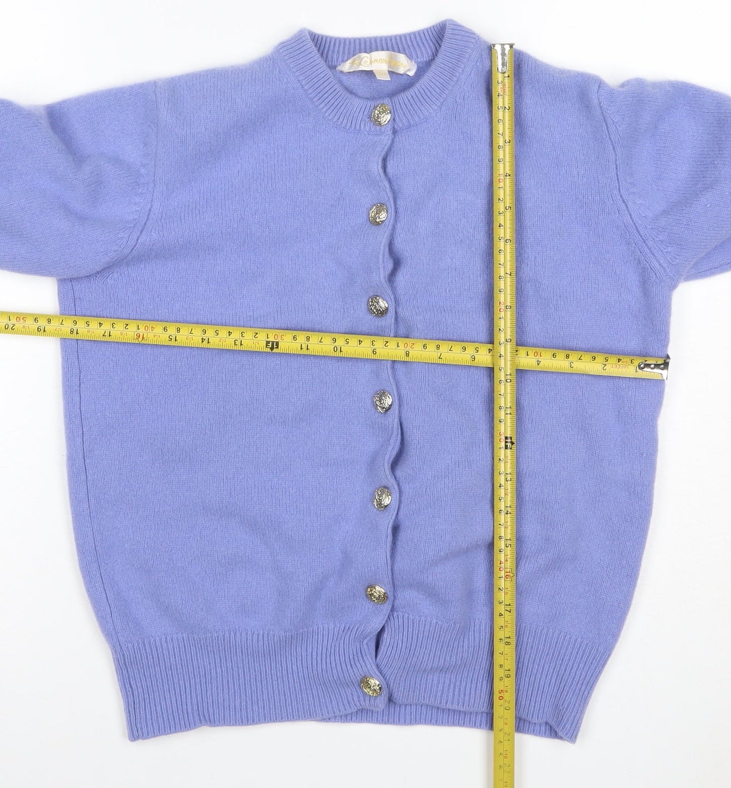 The Cashmere Company Women Purple UK 12 Cashmere Button Cardigan