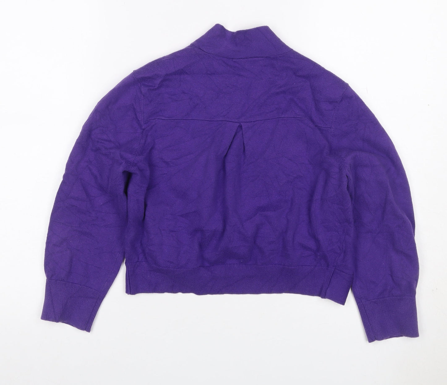 Wallis Women Purple M Open Front Knit Cotton Cardigan Long Sleeve