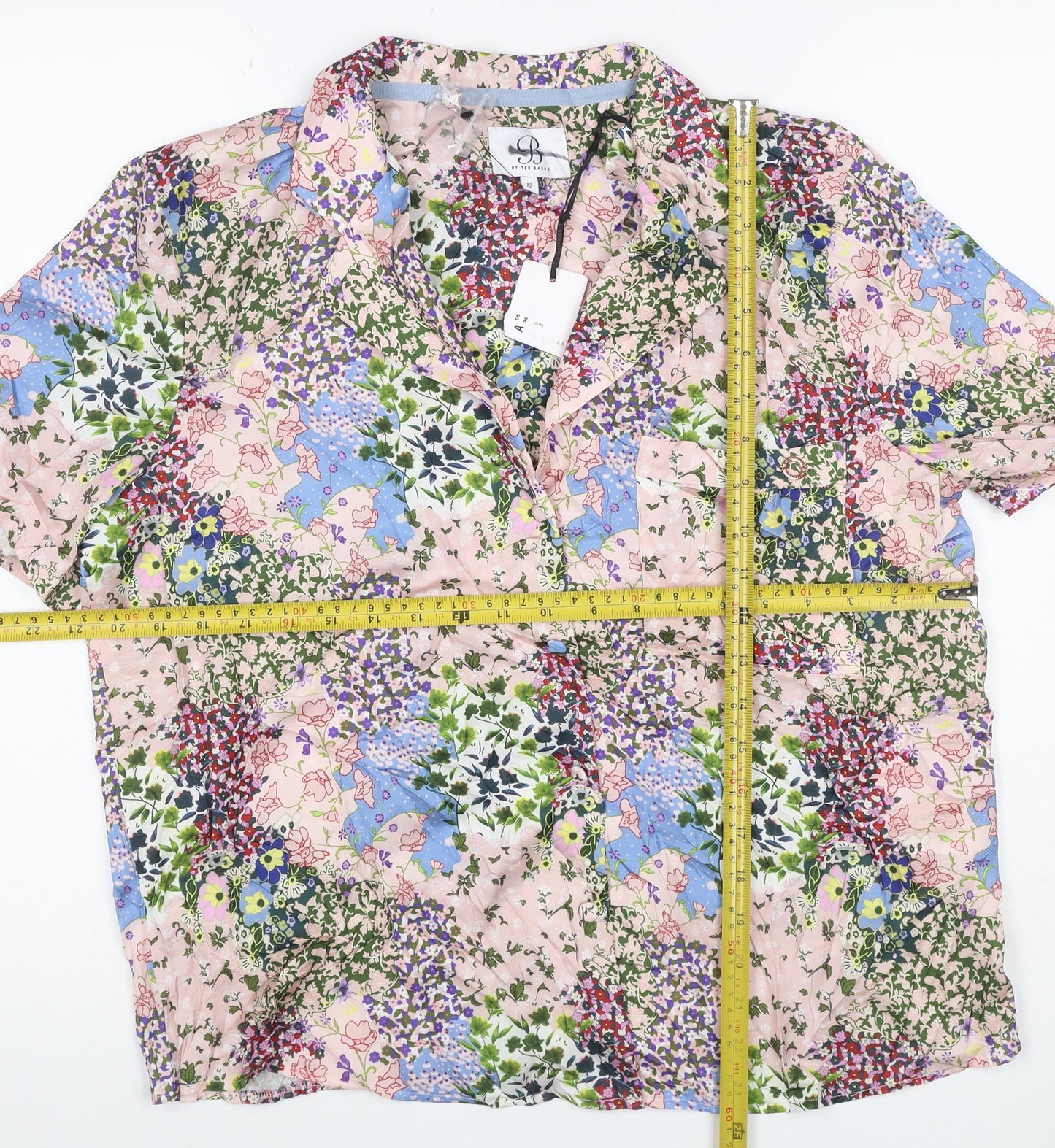 Ted Baker Women’s Multicoloured Floral Collared Blouse UK 12