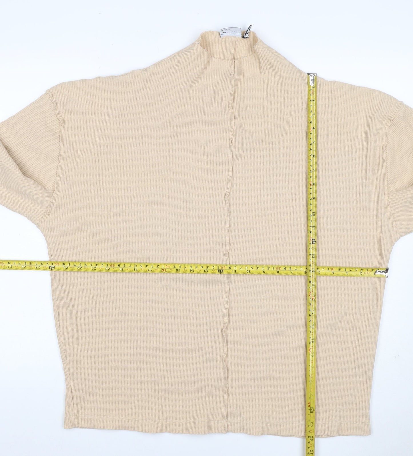 ASOS Men’s Beige XL Waffle Knit Mock Neck Pullover Sweatshirt