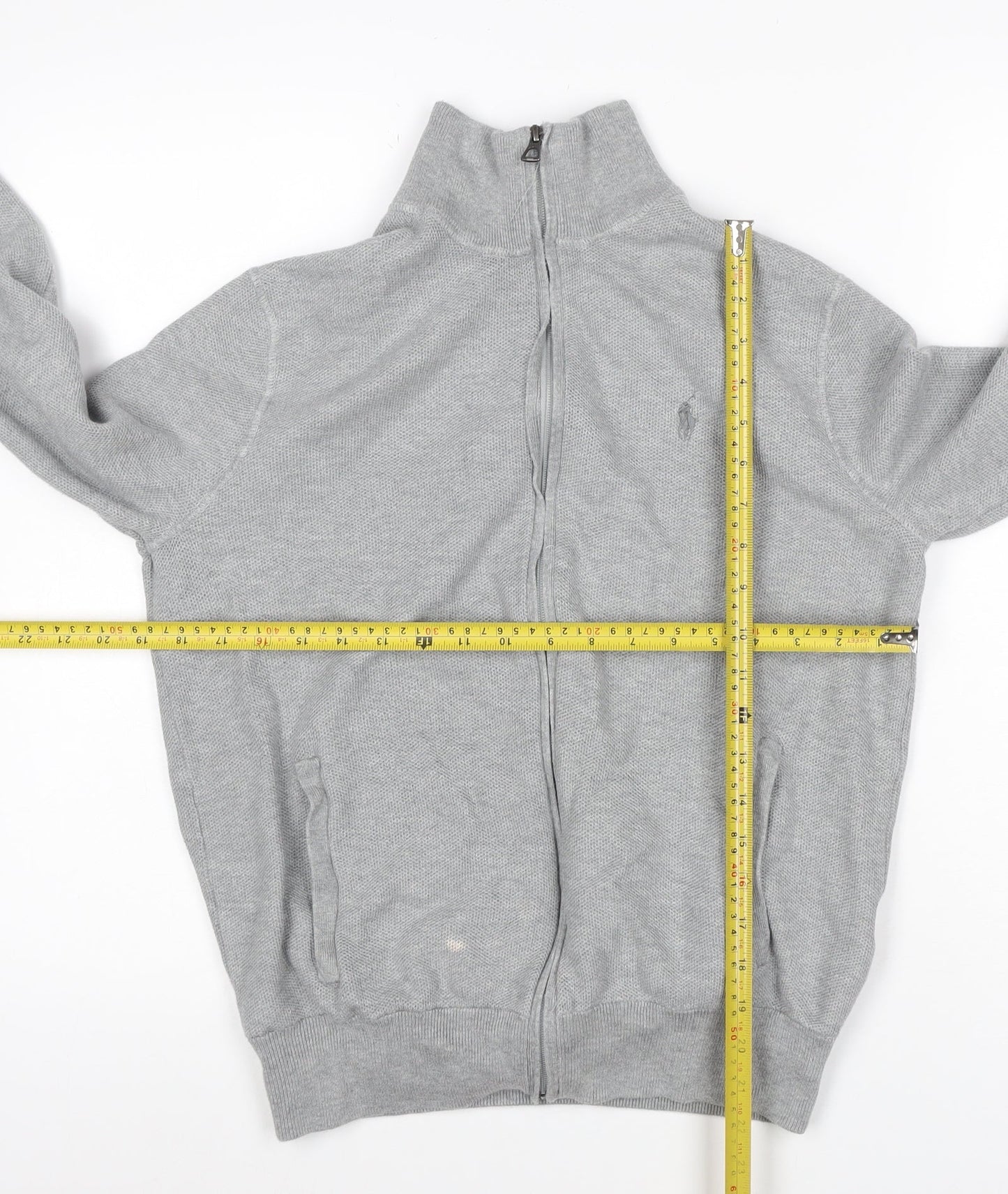 Polo Ralph Lauren Men’s Grey S Full Zip Pima Cotton Knit Sweatshirt