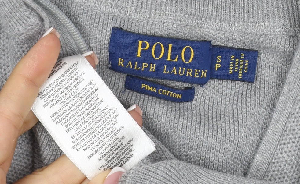 Polo Ralph Lauren Men’s Grey S Full Zip Pima Cotton Knit Sweatshirt
