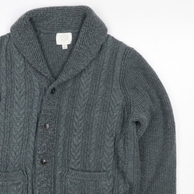 SMOG Men’s Grey XL Cable Knit Shawl Collar Button Cardigan Pockets