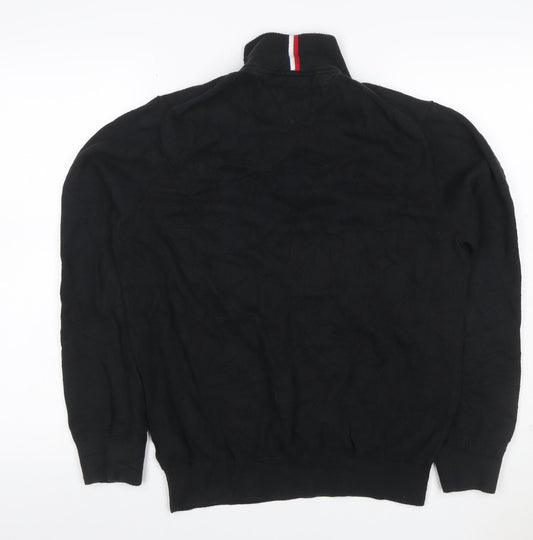 Tommy Hilfiger Men’s Black M 1/4 Zip High Neck Cotton Jumper