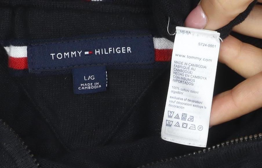 Tommy Hilfiger Men’s Black M 1/4 Zip High Neck Cotton Jumper