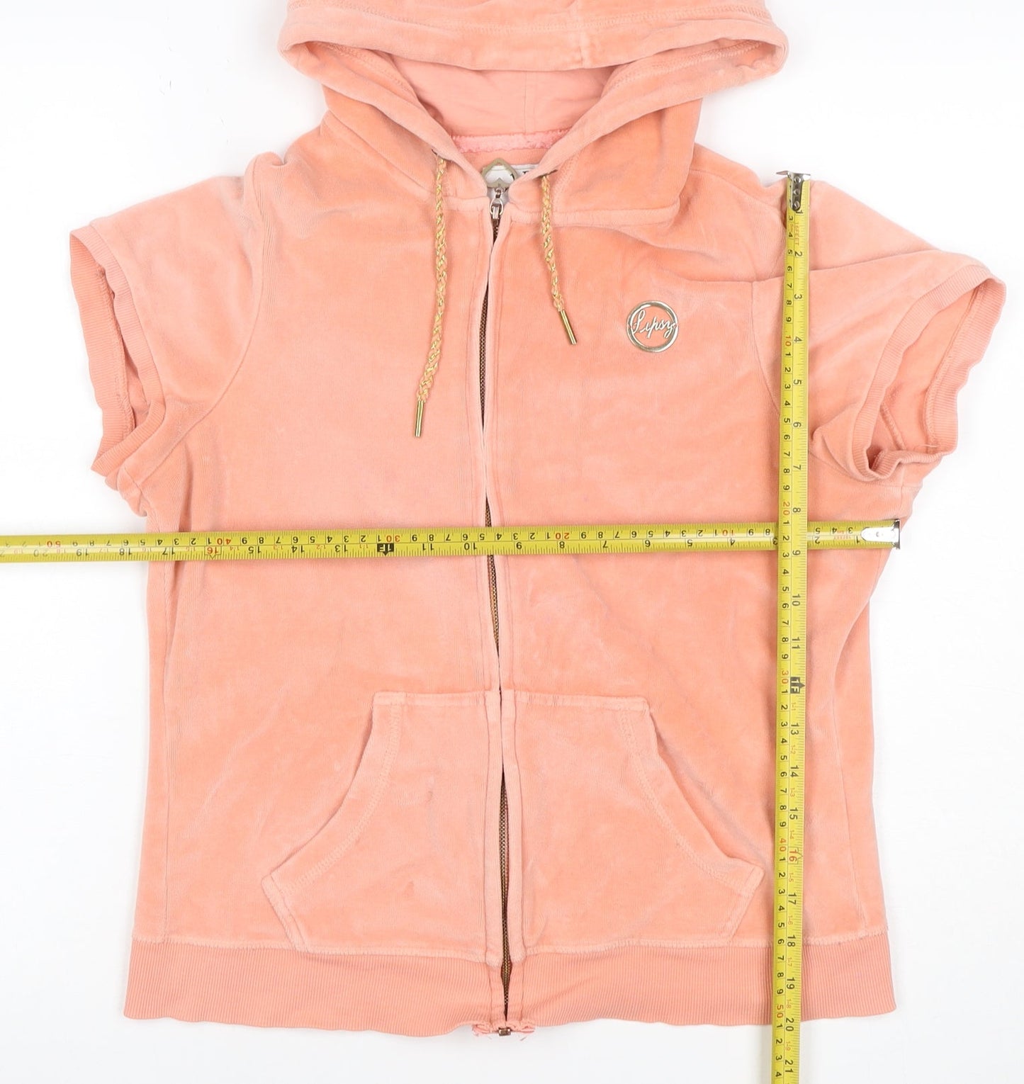 Lipsy Women Orange UK 18 Velour Full Zip Hooded Sequin Hoodie