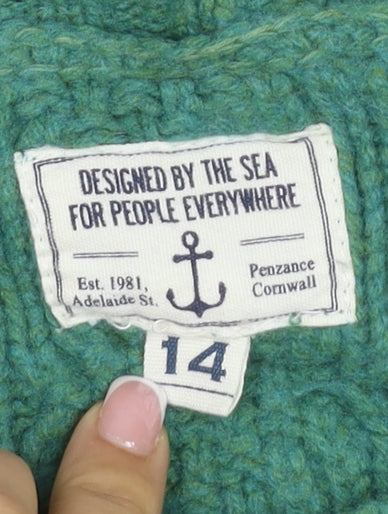 Seasalt Women’s Green UK 14 Cable-Knit Lambswool Cardigan
