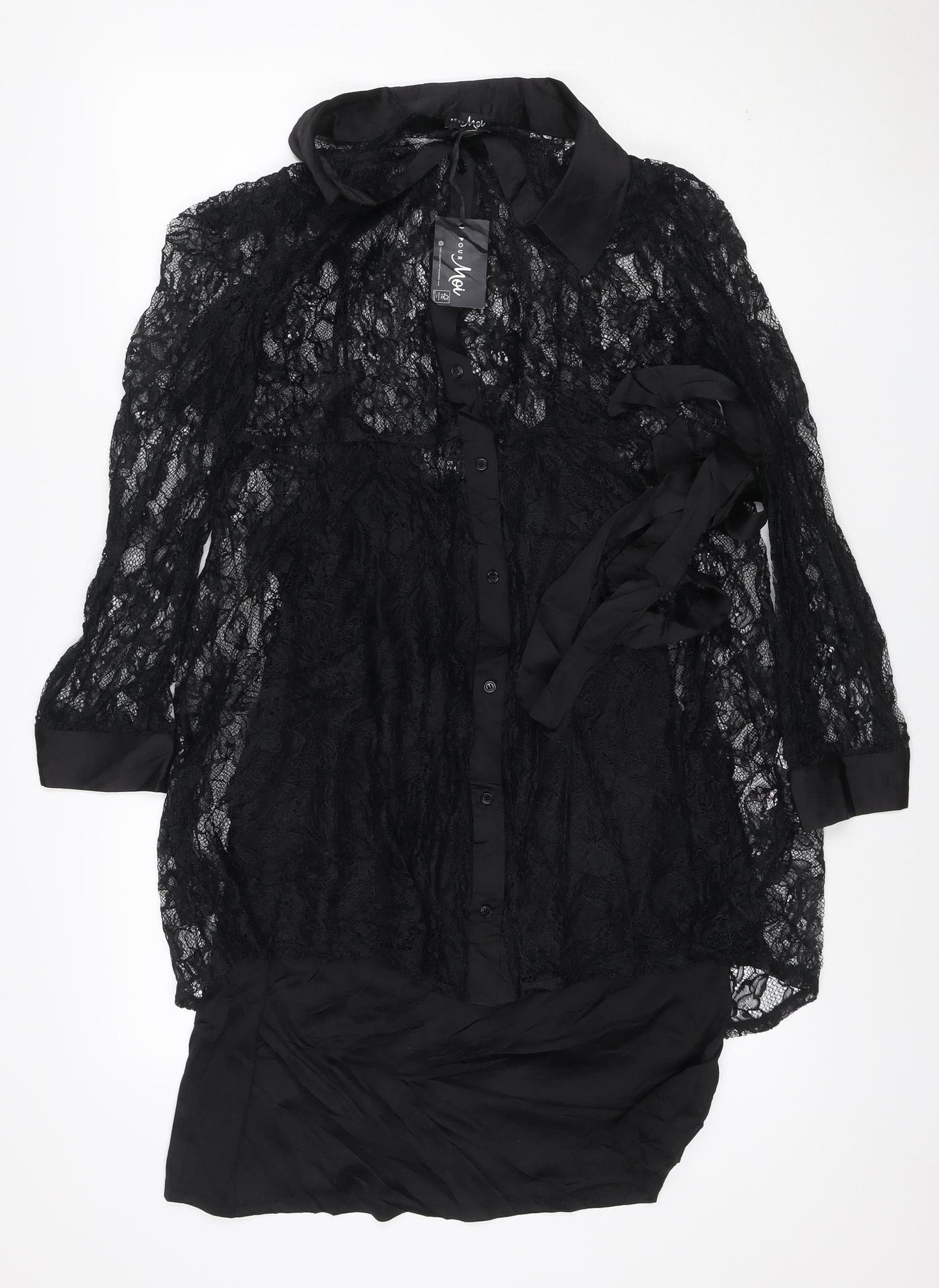 Pour Moi Women’s Black UK 16 Lace Fit & Flare Knee Dress