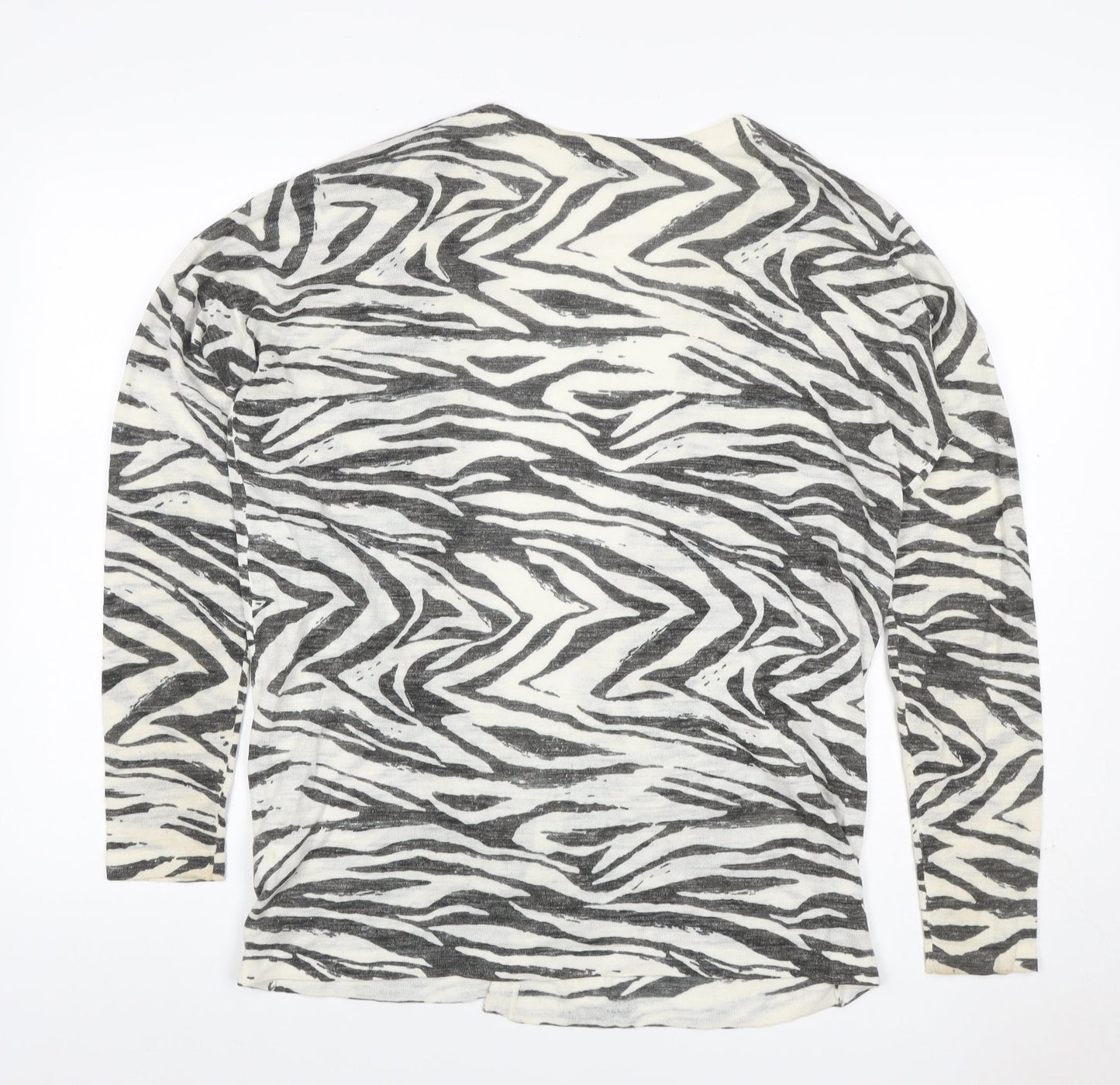 Next Women’s Ivory Zebra Print Open Cardigan UK 10 Linen Cotton