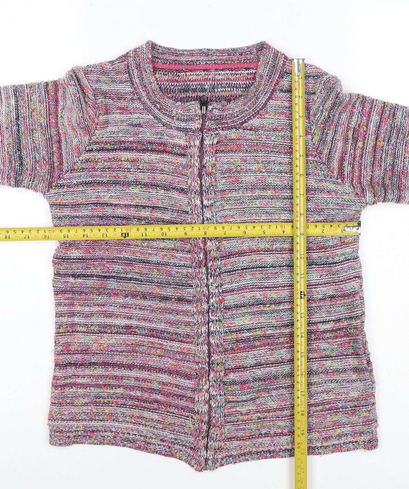 Marks and Spencer Women Multicoloured UK 8 Chunky Knit Zip Cardigan