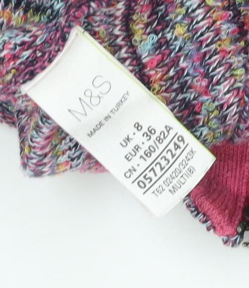 Marks and Spencer Women Multicoloured UK 8 Chunky Knit Zip Cardigan