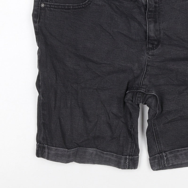ANA Women’s Black Denim Bermuda Shorts UK 14 Petite 32in Waist Cuffed