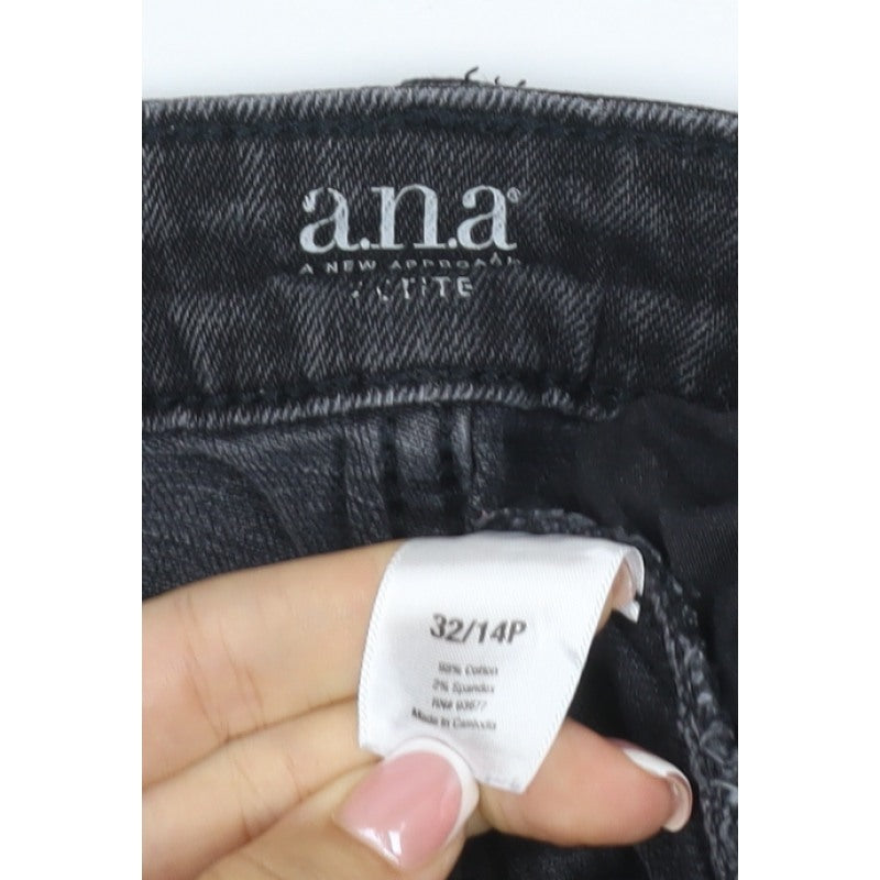 ANA Women’s Black Denim Bermuda Shorts UK 14 Petite 32in Waist Cuffed