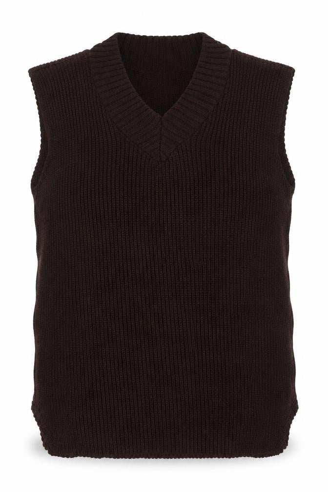 PrettyLittleThing Women’s Brown S V-Neck Sleeveless Rib Knit Jumper Vest
