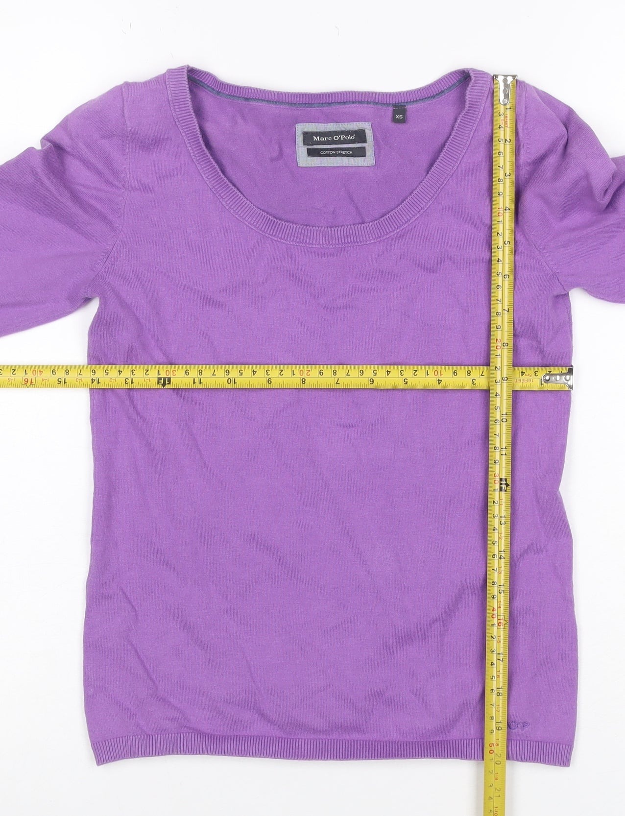 Marc O'Polo Women Purple XS Basic Cotton Stretch Long Sleeve Top