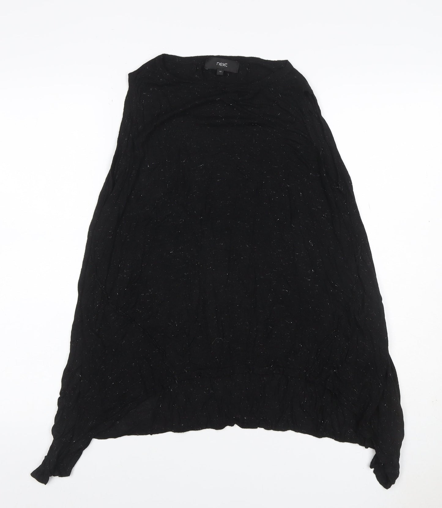 Next Women Black UK 12 Viscose Tunic Top Long Sleeve Round Neck