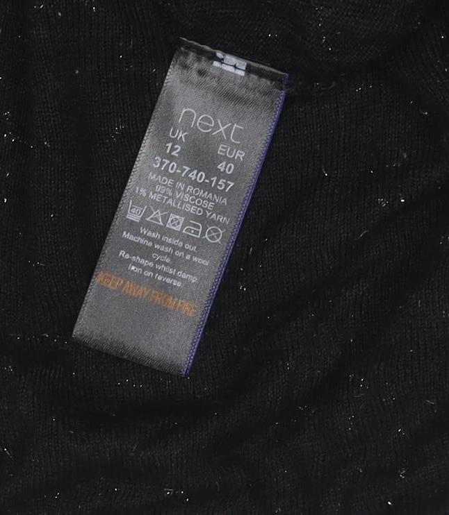 Next Women Black UK 12 Viscose Tunic Top Long Sleeve Round Neck