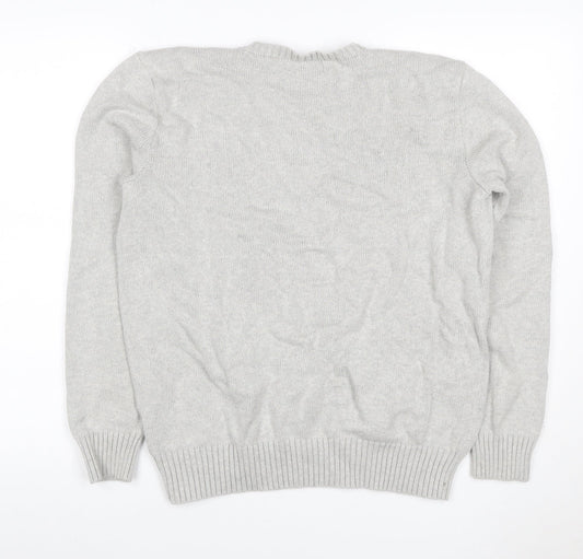 Polo Ralph Lauren Men's Grey Small Cotton Logo Crew Neck Jumper