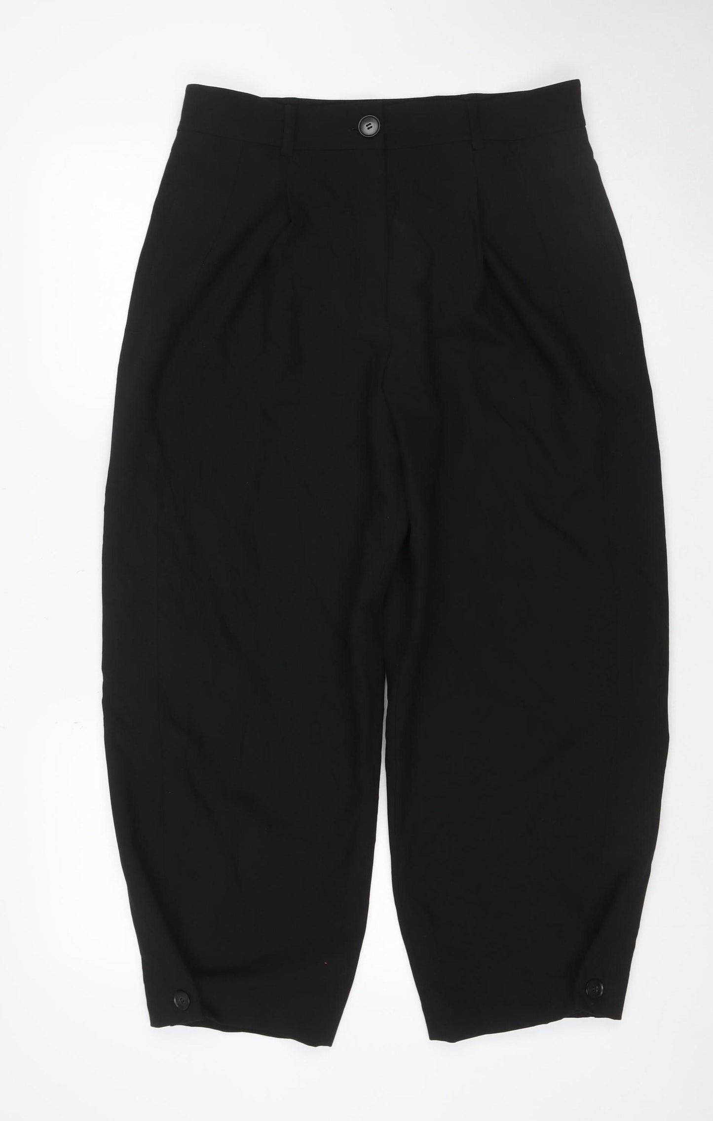 Zara Women Black L Tailored Capri Cropped Stretch Trousers