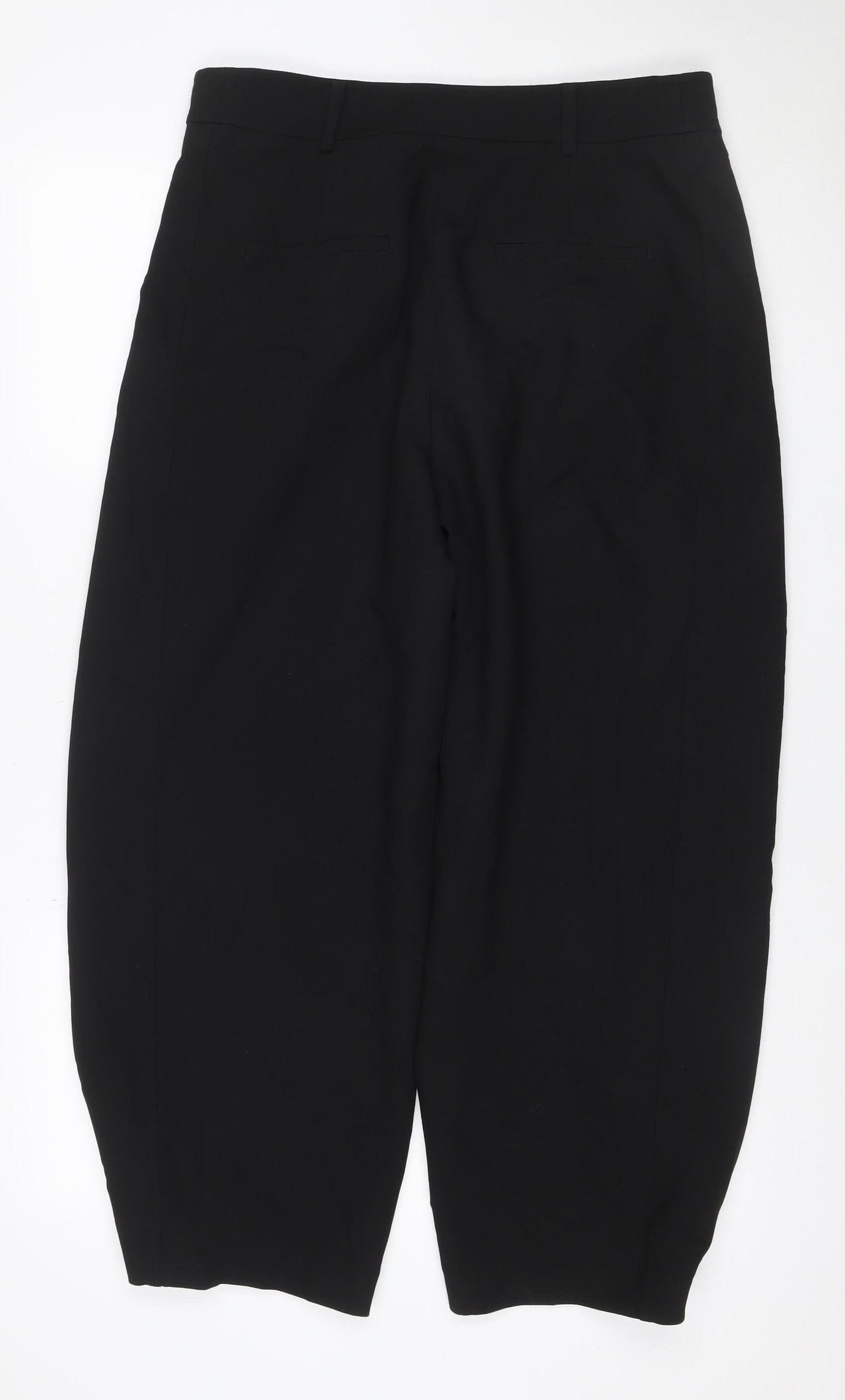 Zara Women Black L Tailored Capri Cropped Stretch Trousers