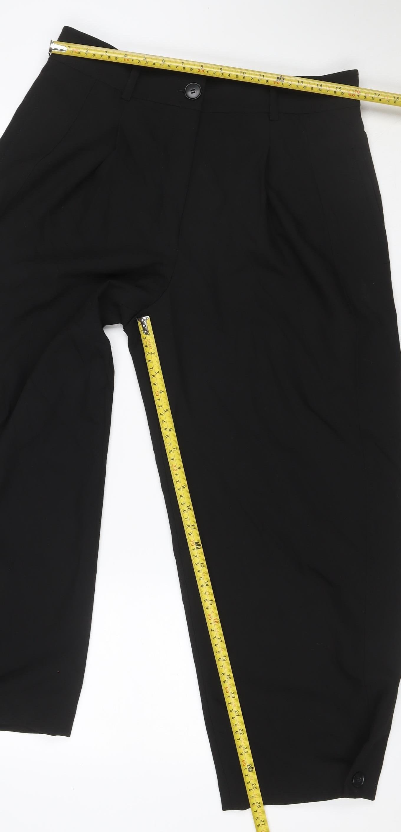 Zara Women Black L Tailored Capri Cropped Stretch Trousers