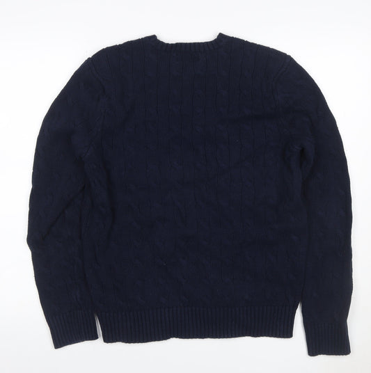 Polo Ralph Lauren Men’s Blue M Cable Knit Cotton Crew Neck Jumper