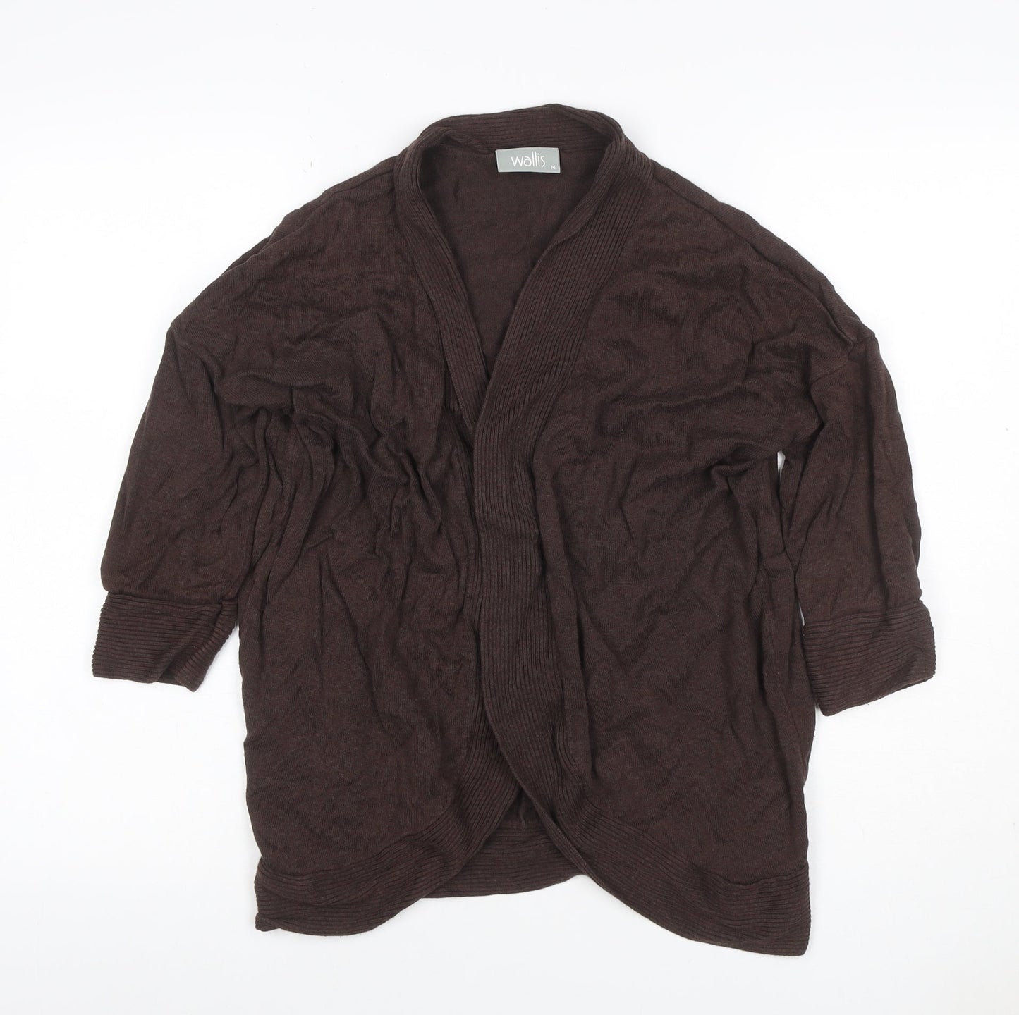 Wallis Women’s Brown M Open Knit 3/4 Sleeve Cardigan