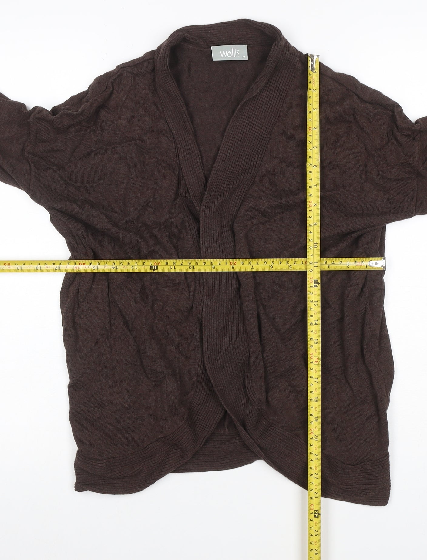 Wallis Women’s Brown M Open Knit 3/4 Sleeve Cardigan