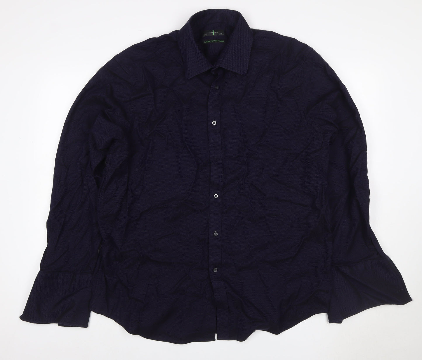 Jasper Conran Men’s Blue 17.5 Cotton Long Sleeve Button-Up Shirt