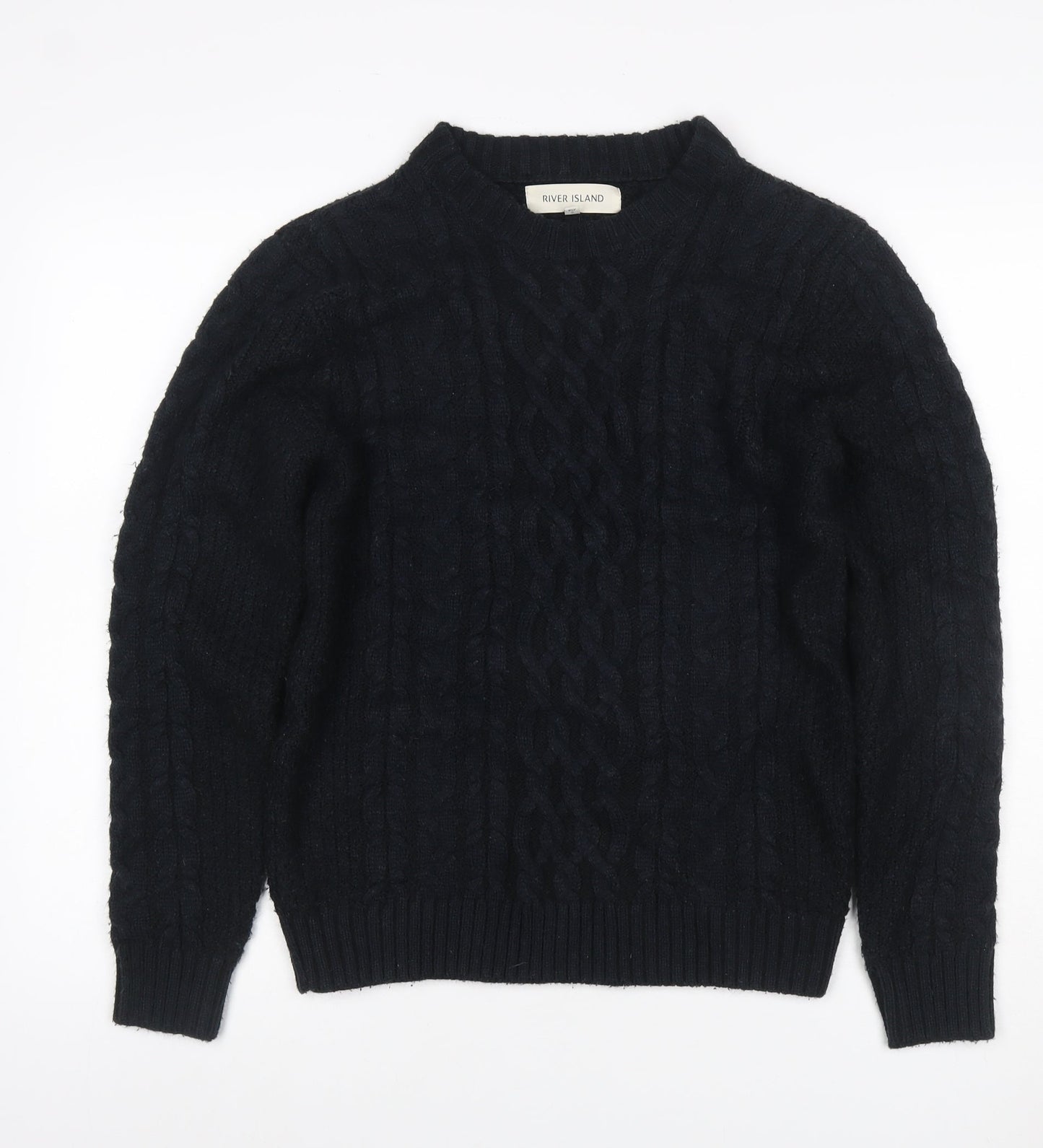 River Island Women's Black S Cable-Knit High Neck Jumper