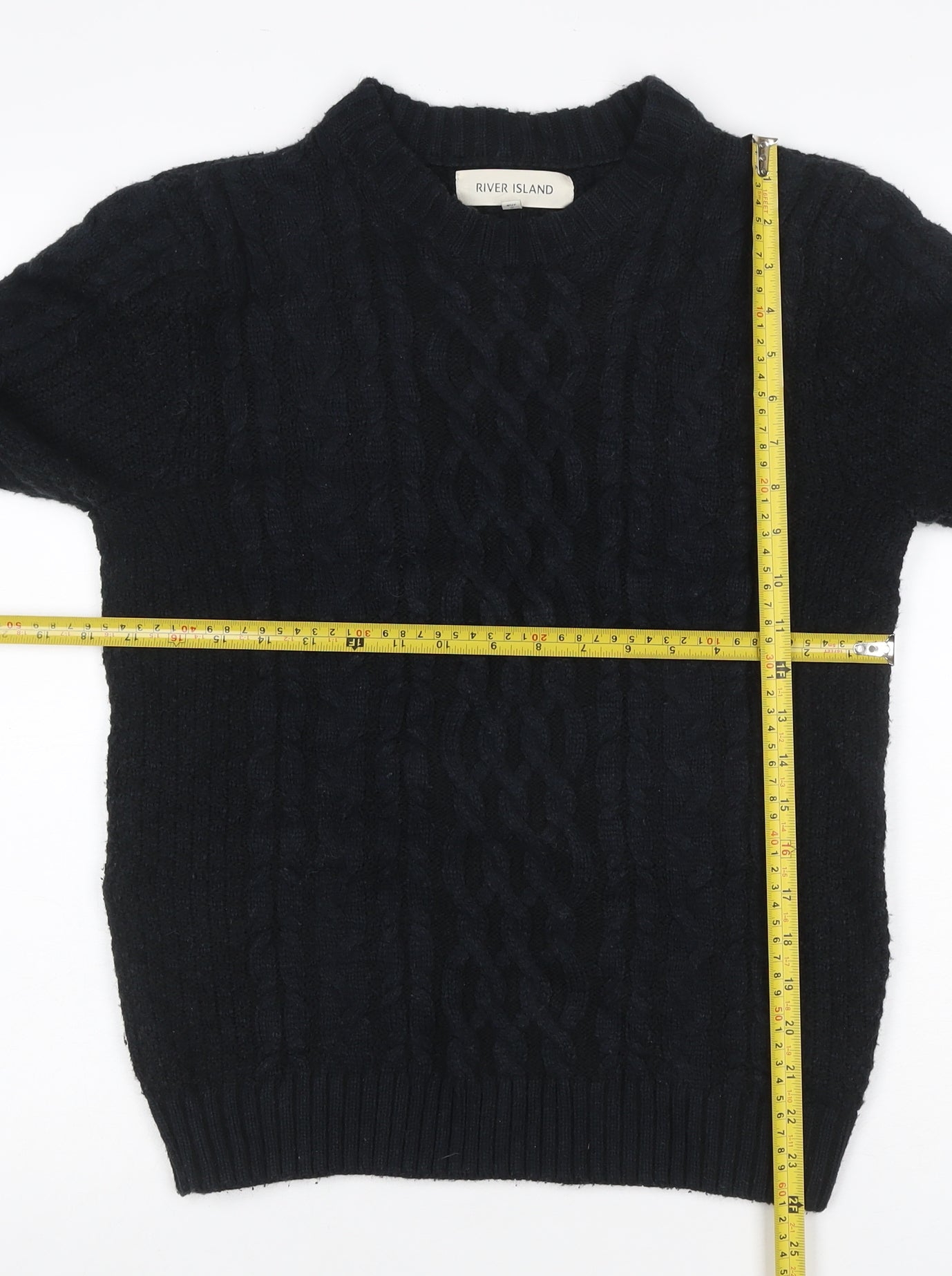 River Island Women's Black S Cable-Knit High Neck Jumper
