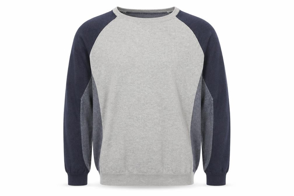 Jasper Conran Men’s Grey & Blue Cotton Knit Pullover Jumper 2XL