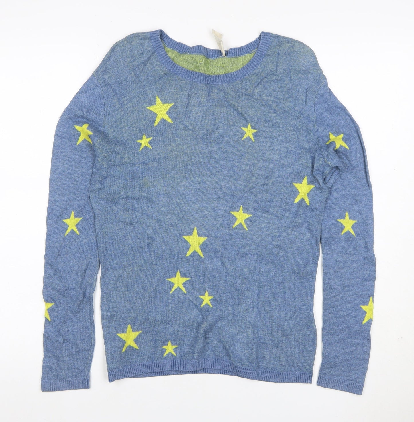 Hush Women’s Blue Yellow Star Knit Pullover Jumper Size S