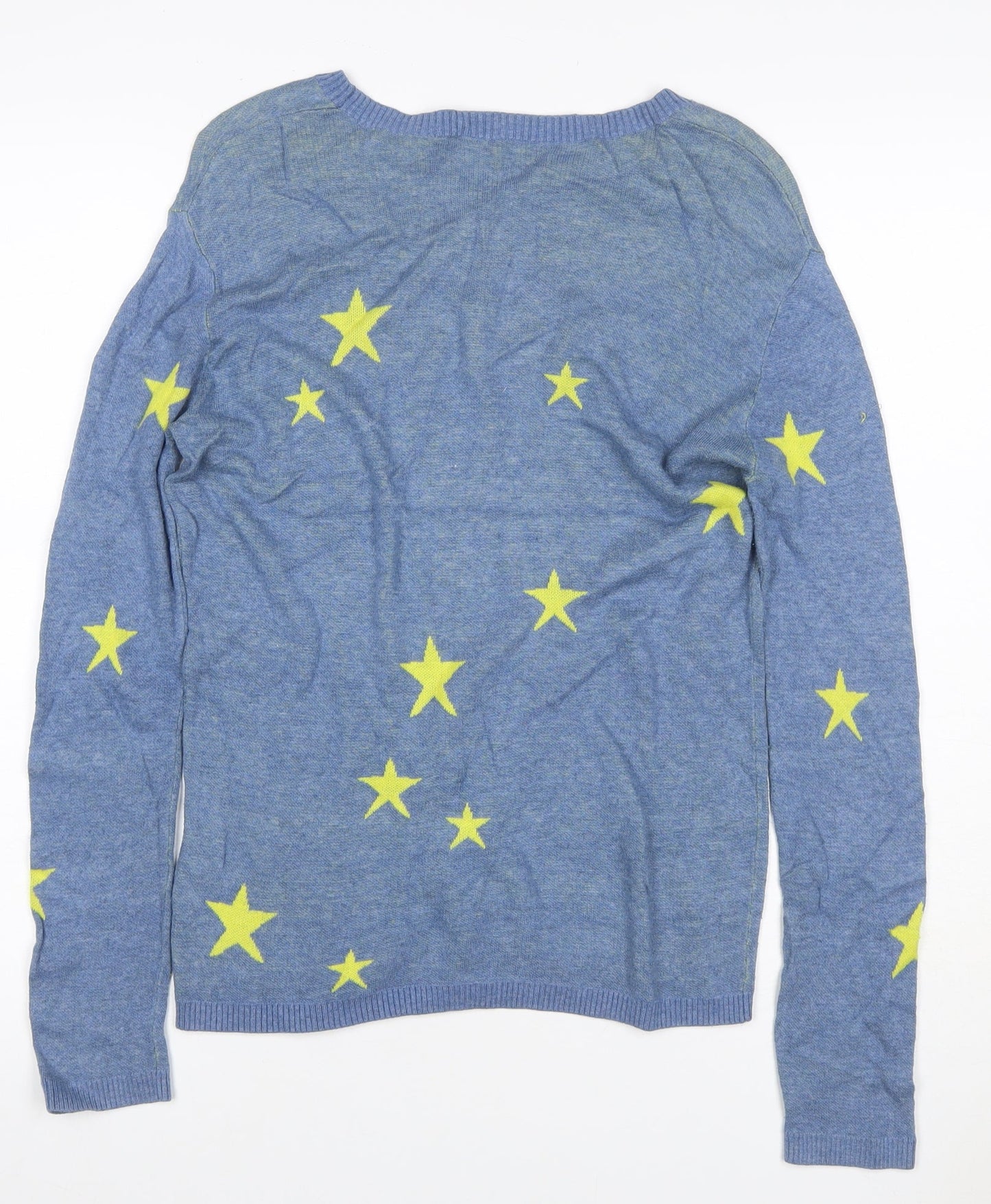 Hush Women’s Blue Yellow Star Knit Pullover Jumper Size S