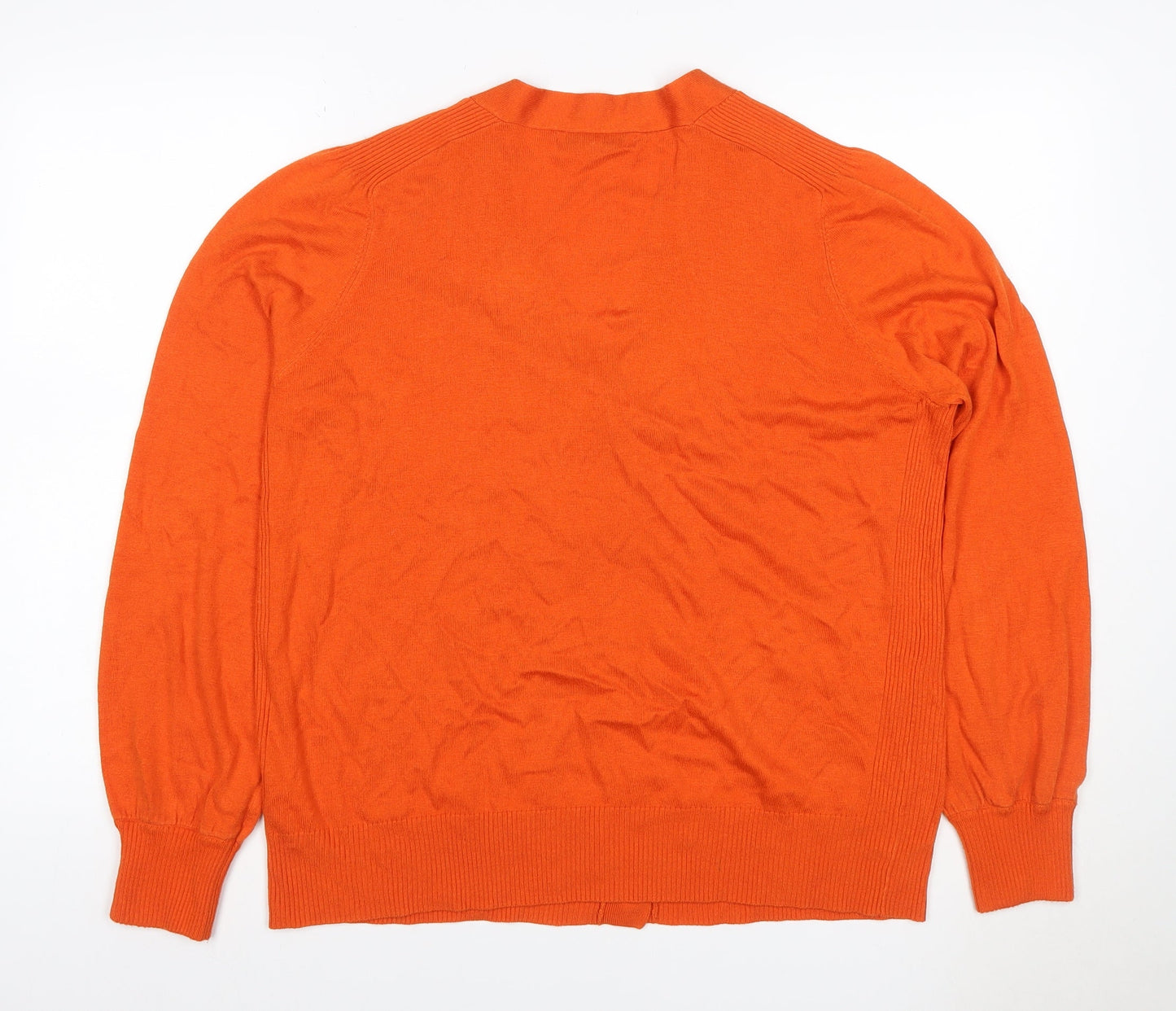 Next Women Orange UK 18 V-Neck Button Long Sleeve Modal Cardigan