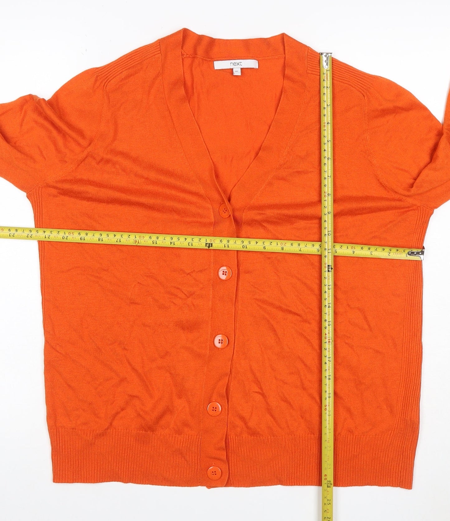 Next Women Orange UK 18 V-Neck Button Long Sleeve Modal Cardigan