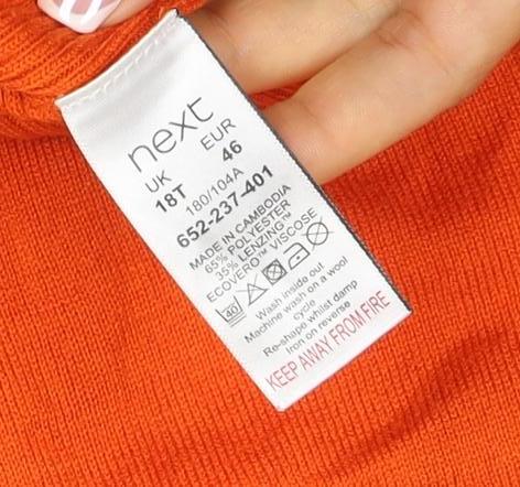 Next Women Orange UK 18 V-Neck Button Long Sleeve Modal Cardigan