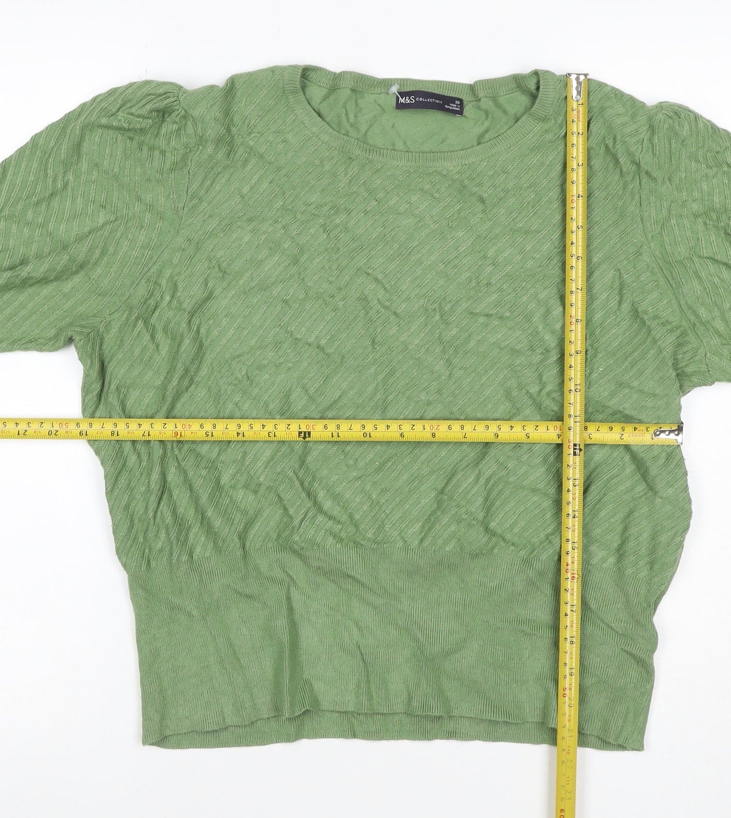 Marks and Spencer Women’s Green Size 20 Cable Knit Cotton Jumper