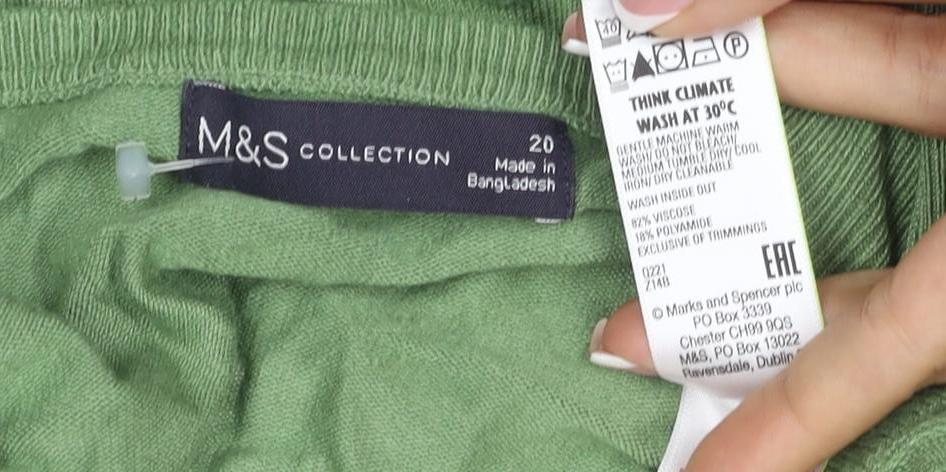 Marks and Spencer Women’s Green Size 20 Cable Knit Cotton Jumper