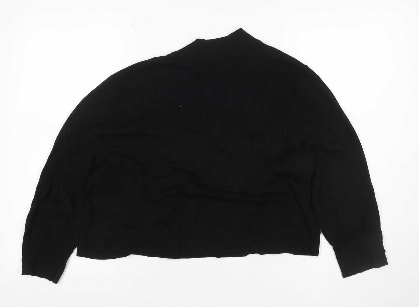 Wallis Women Black L Open V-Neck Knit Cardigan Button Cuffs