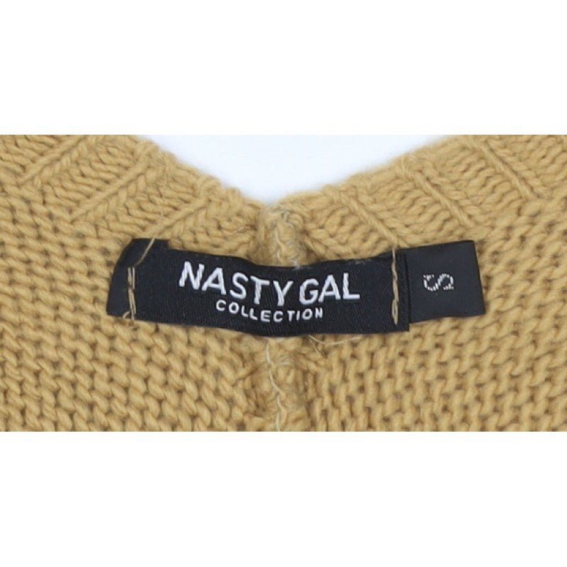Nasty Gal Women Yellow S Chunky Knit V-Neck Cropped Pullover Jumper