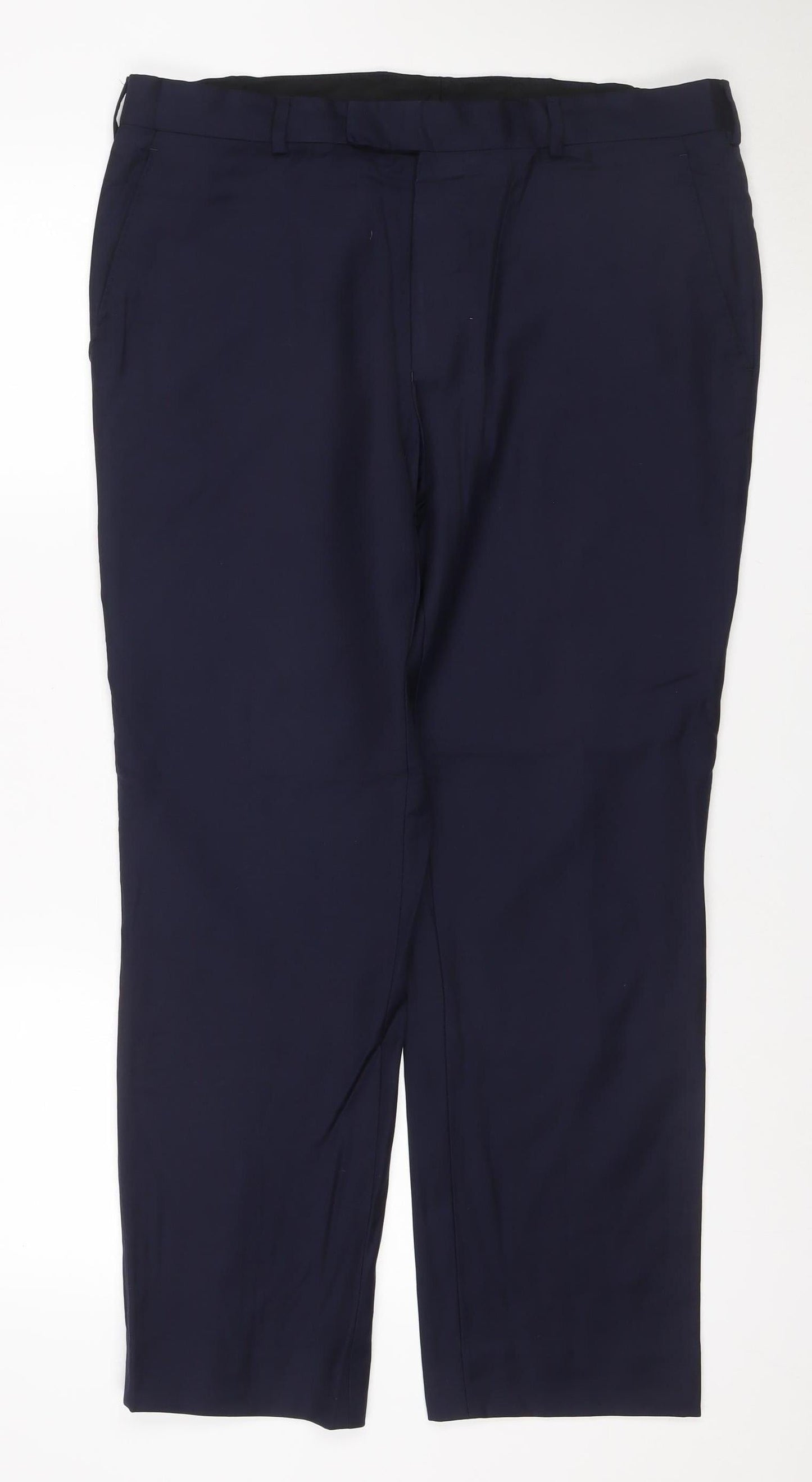 Simon Carter Men’s Navy 36S Wool Straight Dress Trousers