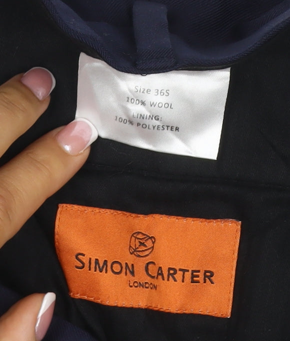 Simon Carter Men’s Navy 36S Wool Straight Dress Trousers