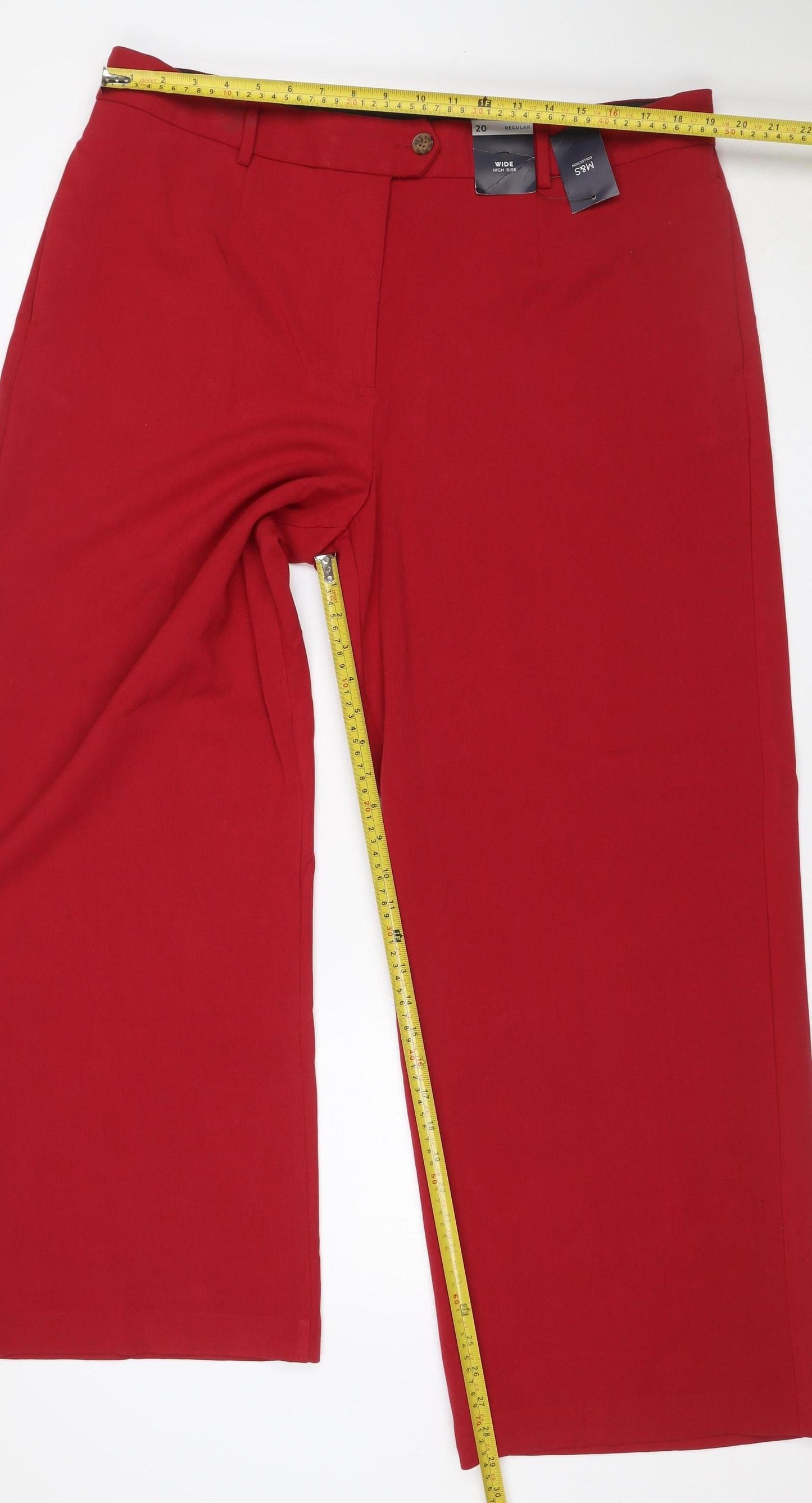 Marks & Spencer Women’s Red Size 20 Regular Wide Leg Trousers