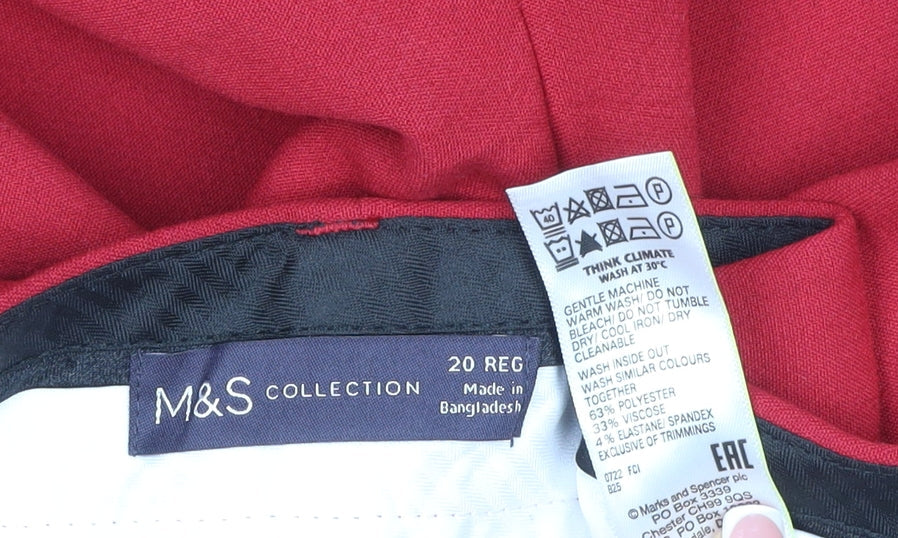 Marks & Spencer Women’s Red Size 20 Regular Wide Leg Trousers